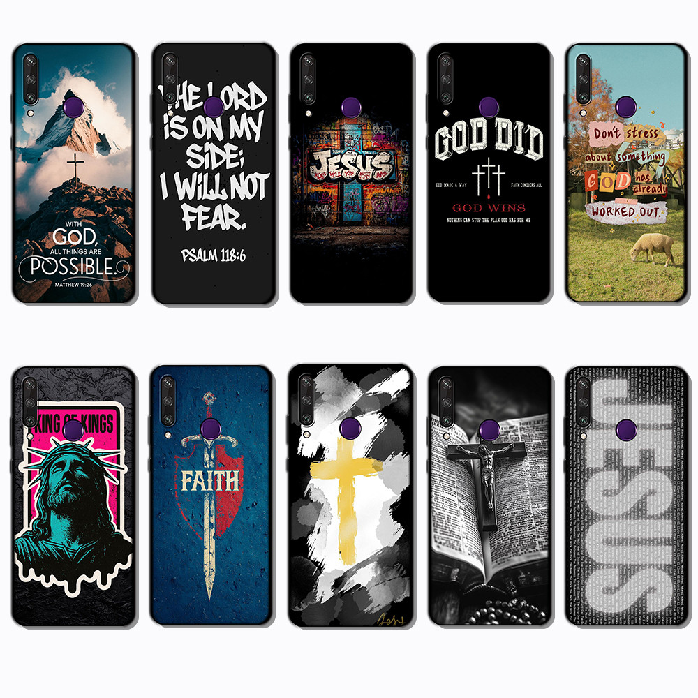 สําหรับ 3c Huawei Y6P Y7A Y8P Y9A Y5 Y6 Prime Christianity เคส TPU สีดํานุ่ม