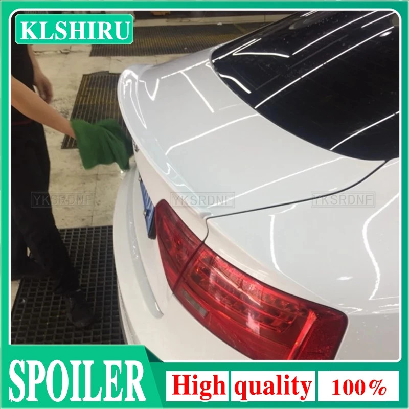 Use For AUDI A5 Sedan 4-door 2009-2016 Year Spoiler S5 ABS Plastic Carbon Fiber Look Rear Trunk Win