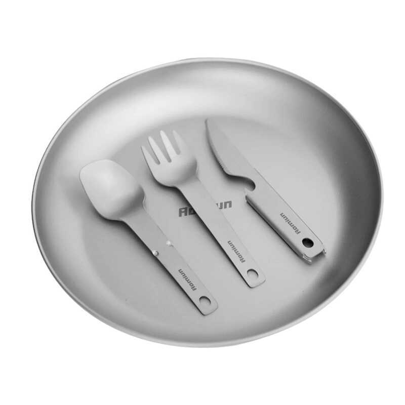 C Metal Camping Plate With 3 PCS Suit Integrated Tableware Titanium Plate BBQ Plates Camping Plates