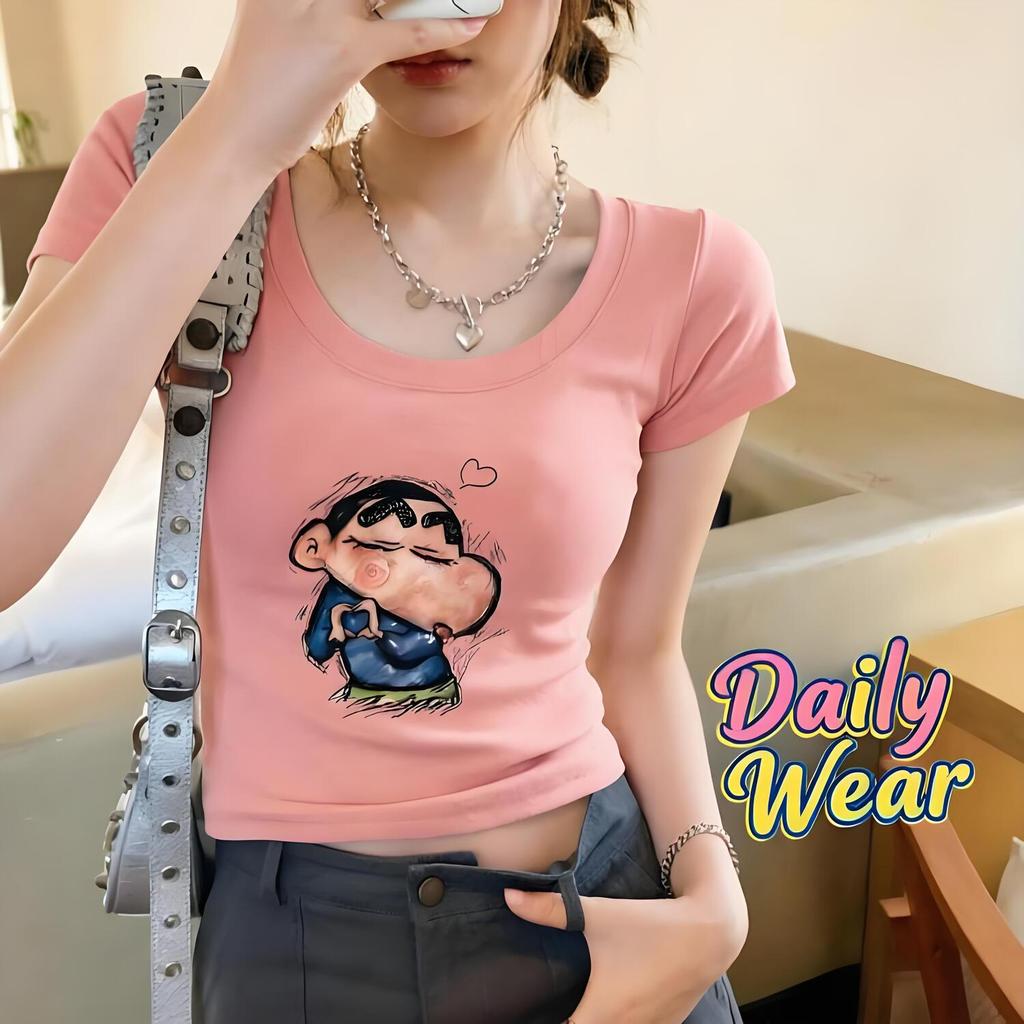 Minimalist T-shirt Daily Wear Solid Color for Stylish Girls