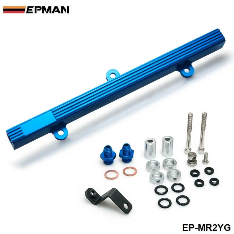 Performance Aluminum Injection Injector Fuel Rail Kit For Toyota MR2 3S-GTE Blue EP-MR2YG