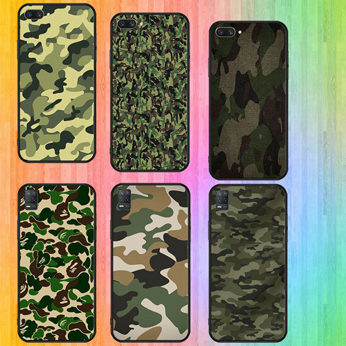 นุ่มสีดํา OPPO A74 F19 Pro Plus R9 F1 R9S A16 A16S A3X A40 A60 A80 A3pro ลายพราง2 เคสโทรศัพท์