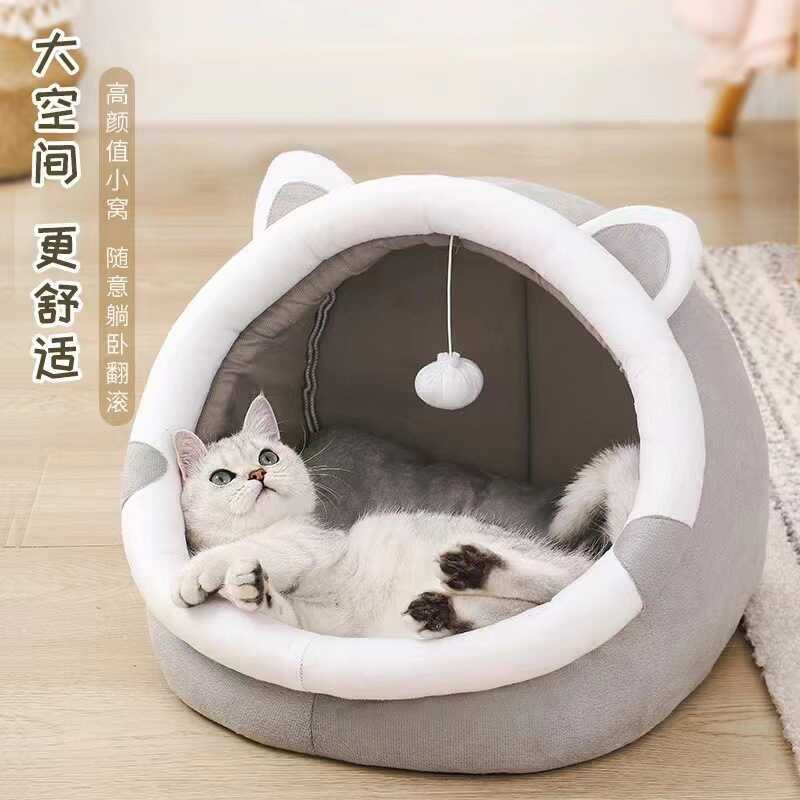 เหมาะสําหรับแมวสุนัขแมว Four Seasons Nest แมว Jiji Cat House Kennel Cat Villa สุนัขขนาดเล็กปิด Cat N
