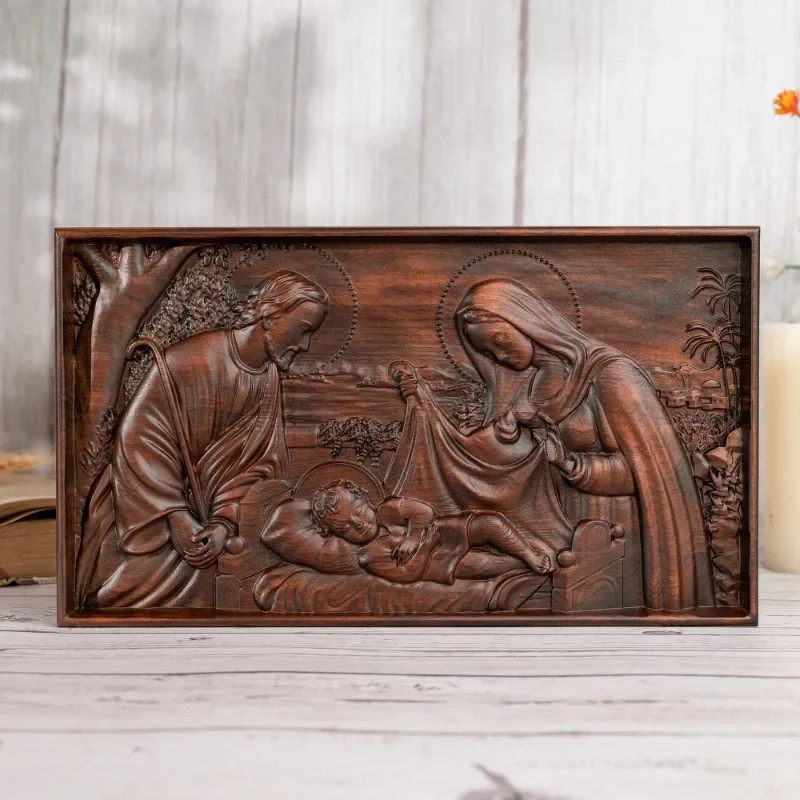 Religious Figure Christmas Nativity Scene for Home and Decor, , Mural Holy Family Jesus Christ Cath