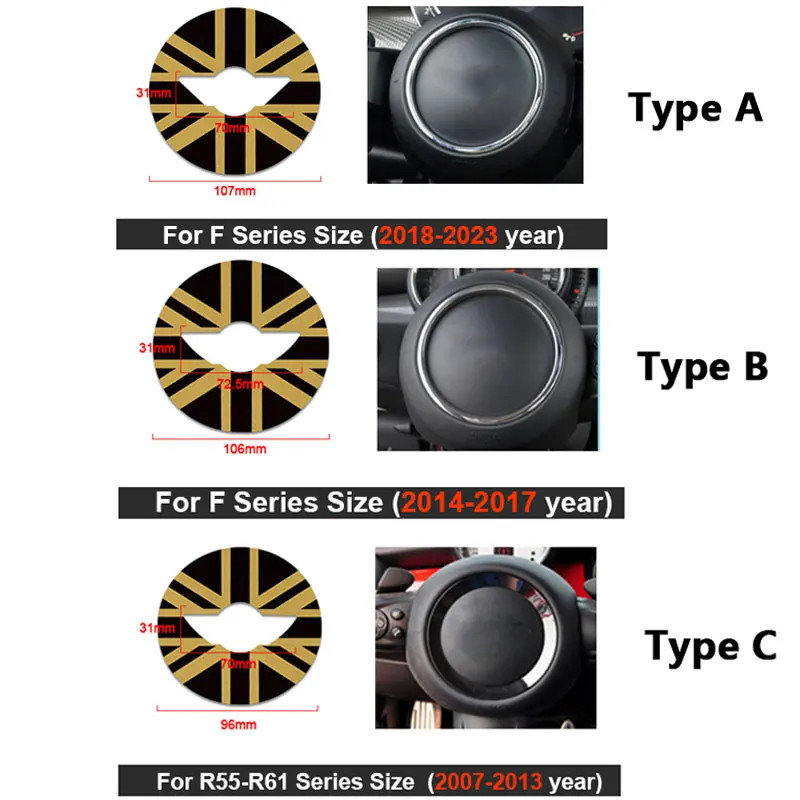 Steering Wheel Stickers For Mini Cooper  Accessories For J01 U25 F66 R50-R53 R55 R56 R60 R61 F54 F5