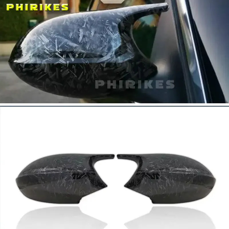 1pair For BMW E87 E81 E82 E90 E91 E92 E93 Rear View Side Case Trim ABS Carbon Fiber Style Car Rearv