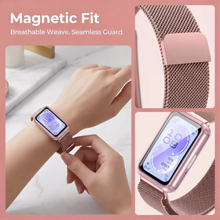 สายแม่เหล็กกรณี TPU for Huawei Band 11 11 Pro 10 9 8 NFC แถบโลหะสแตนเลสปกป้องหน้าจอ อุปกรณ์เสริม for Huawei Band NFC