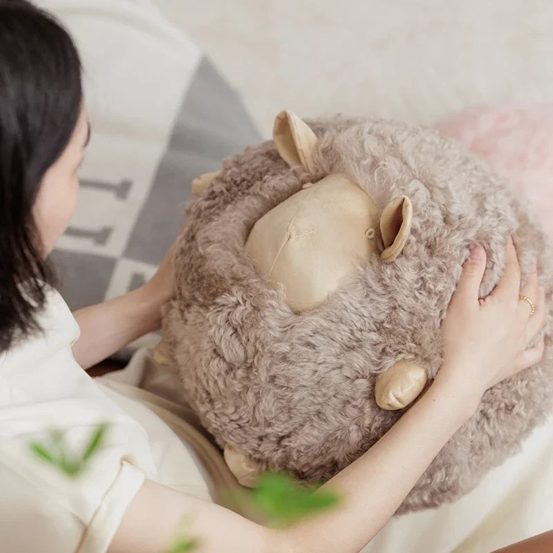 Neck Pillow  Pregnancy Pillow  Lamb Sheep Real Wool Cute Sheep Ball Sofa Cushion Sheep Living Room