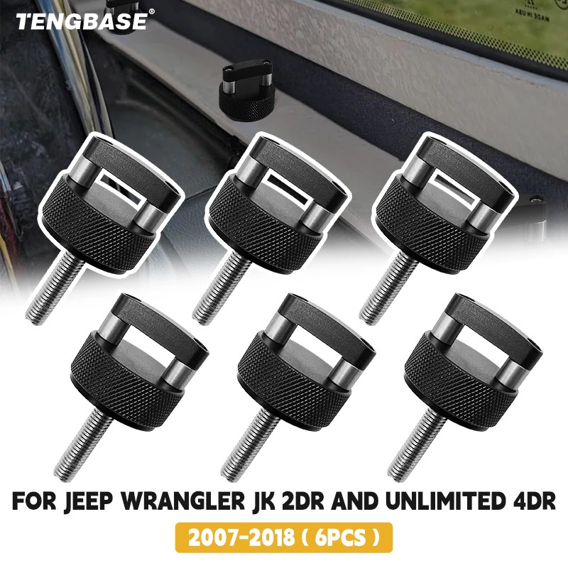 6X Aluminum Hard Top Quick Removal Fastener Thumb Screw For 2007-2018 Jeep Wrangler JK 2DR And Unli