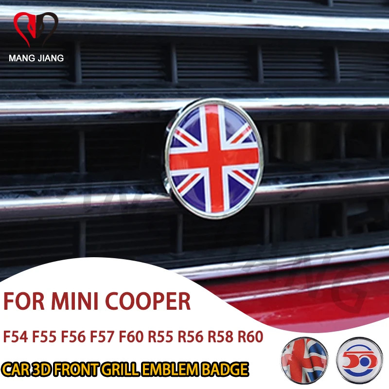 Metal 3D Front Grill Emblem Badge Sticker For Mini Cooper JCW Countryman Clubman Exterior Decoratio
