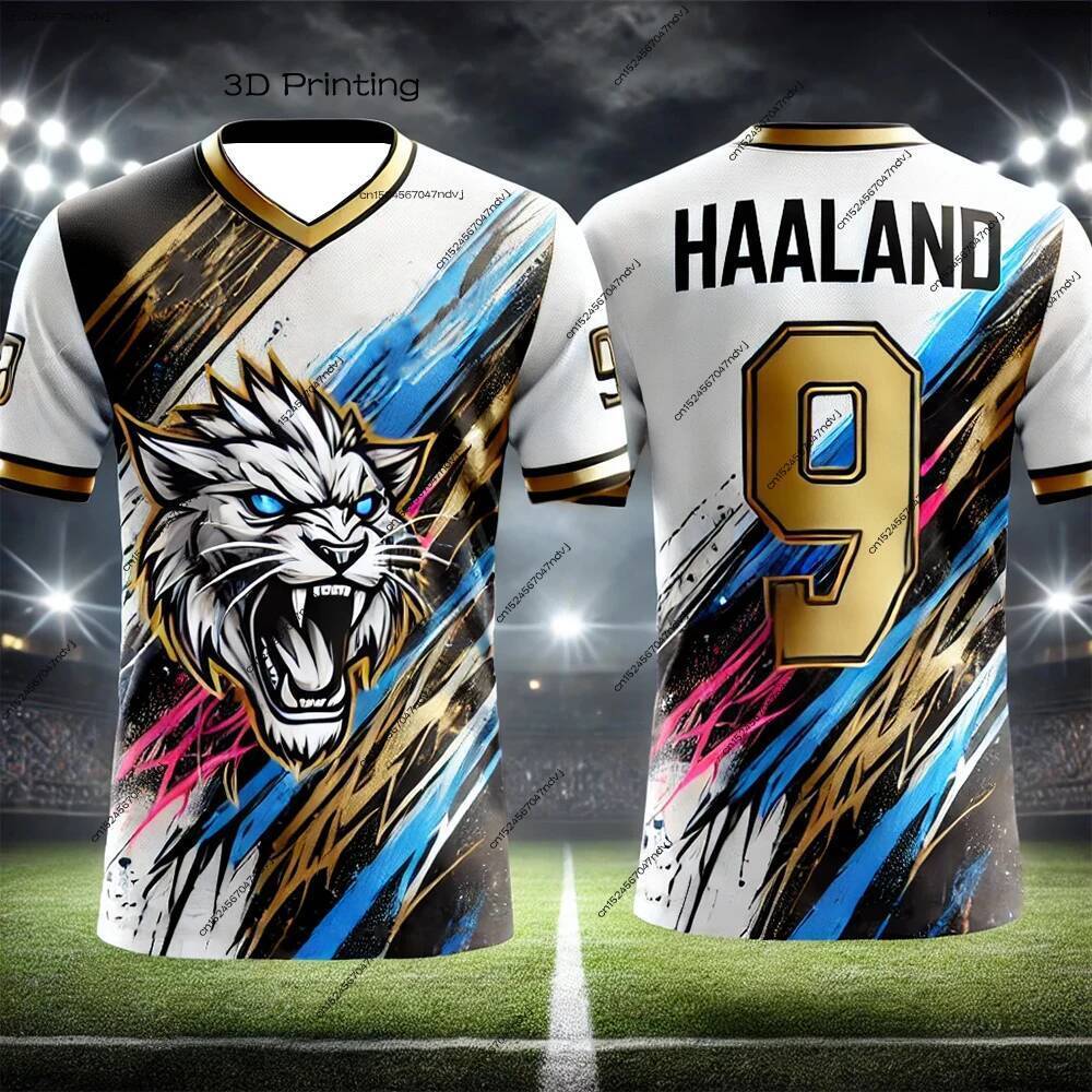 มาใหม่ล่าสุดเสื้อฟุตบอลเด็กผู้ใหญ่พัดลมย์ HAALAND No.9 ลําลองและสบายชั้นนําการออกแบบอเมริกันอินเทรนด