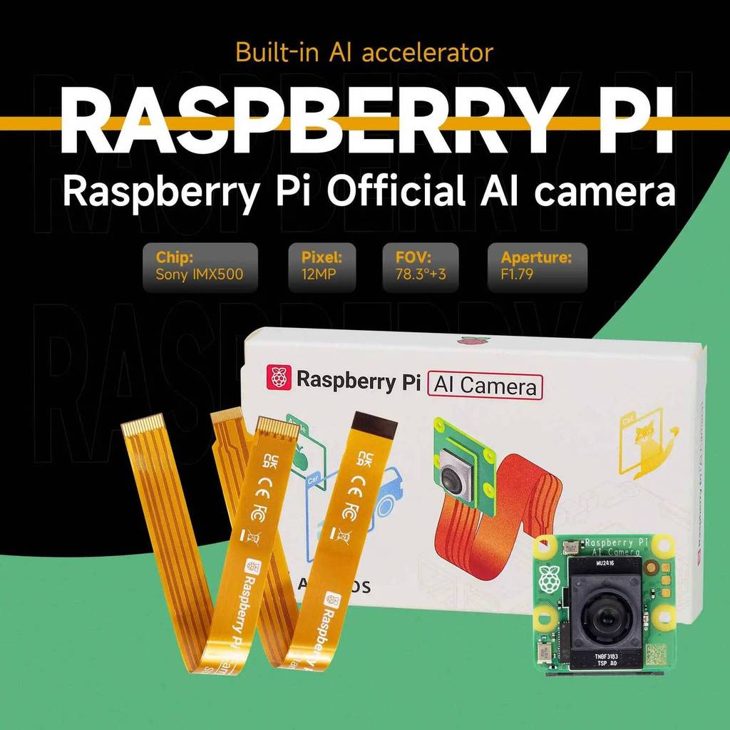 อย่างเป็นทางการ Original Raspberry Pi AI กล้อง 12MP IMX500 Vision Sensor โมดูล RP2040 ใช้งานร่วมกับ 