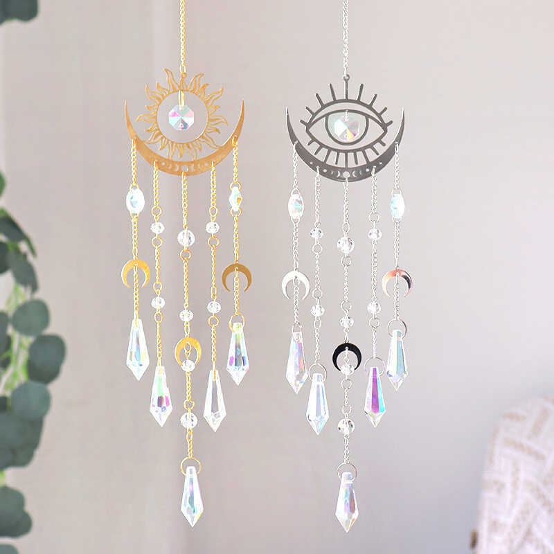 K9 Crystal Sun Catcher คริสตัลแขวน Sun Catcher โลหะ Charm Wind Chime ตกแต่ง