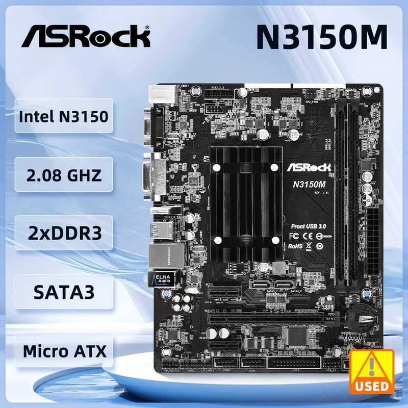 ASROCK N3150M Motherboard Intel Quad-Core N3150 USB3.0 2×SATA III HDMI Micro ATX DDR3 16GB Motherboa
