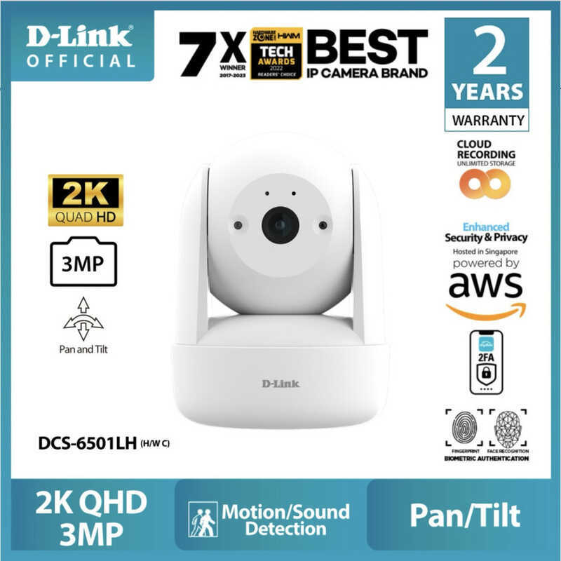 D-LINK DCS-6501LH กล้องรักษาความปลอดภัย 2K Pan & Tilt Wi-Fi6 Cloud
