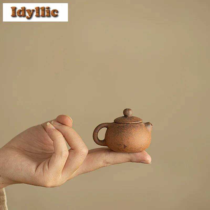 C 20Ml Coarse Pottery Old Rock Mud Mini Pot Retro Infuser Pot Soaking Kettle With Strainer Chinese