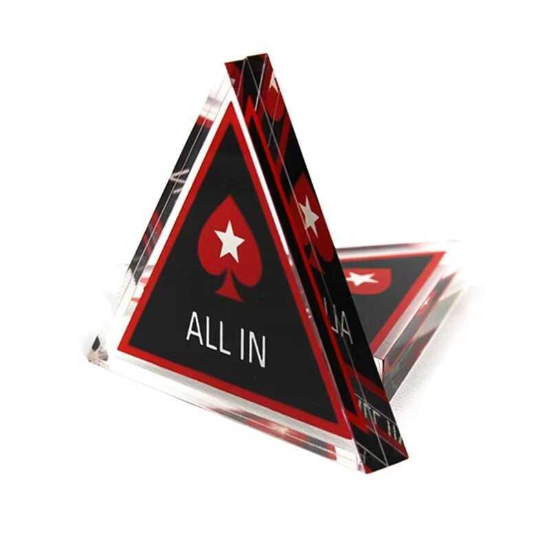 อะคริลิค DEALCER รหัส Texas Holdem รหัส Z อะคริลิคสามเหลี่ยม ALLIN Card Texas Holdem อุปกรณ์เสริม