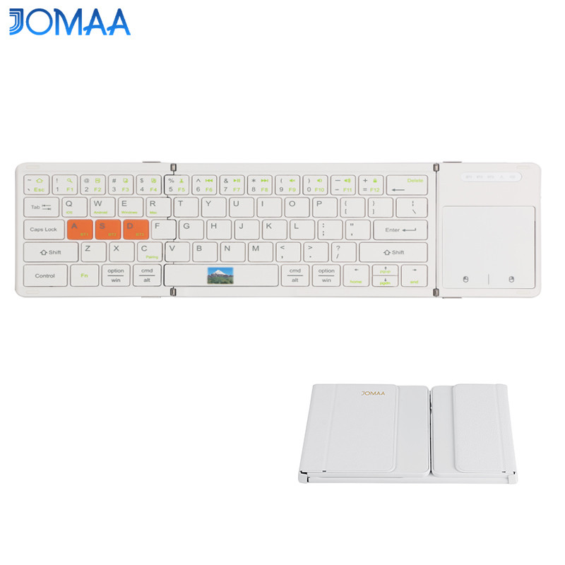 แป้นพิมพ์แบบพับได้ไร้สาย Jomaa พร้อมแป้นพิมพ์ Bluetooth แบบบันทึกทัชแพดสําหรับโทรศัพท์ Macbook ipad