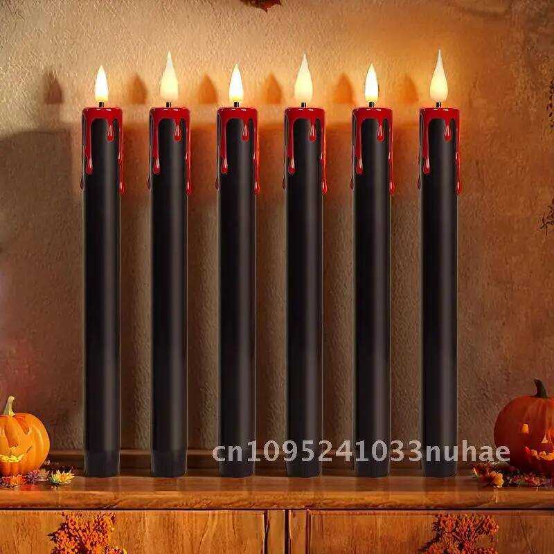 C Electronic LED Candle Light Halloween Prop Electronic Candle Atmosphere Light Candle Light Set Of