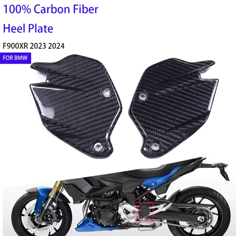 Motorcycle Heel Plate Guard Parts For BMW F900XR 2020-2024 100% 3K Carbon Fiber Rear Foot Rests Win
