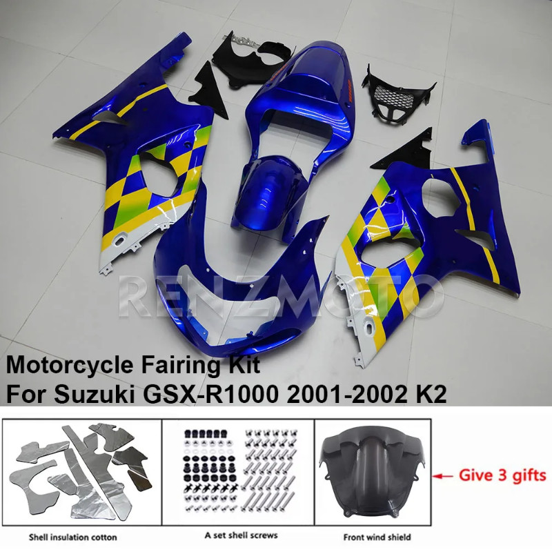 S1001-104a For Suzuki GSX-R1000 2001-2002 K1 K2 Fairing Motorcycle Set Body Kit Decoration Plastic