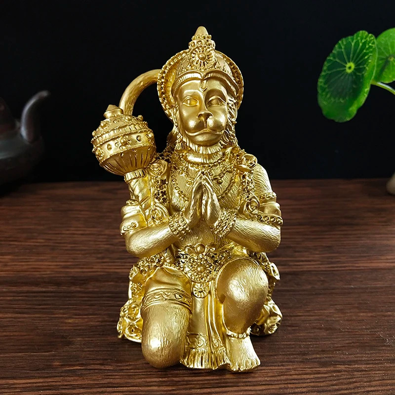 Golden Hanuman Statue Sculpture Big Resin Ornaments Hindu Monkey God Buddha Statues Figurine Home D