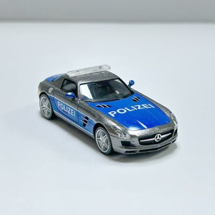Herpa 1/87 Mercedes-BENZ BENZ SLS AMG รถตํารวจโต๊ะทรายรถรุ่นความยาวประมาณ 5 ซม.