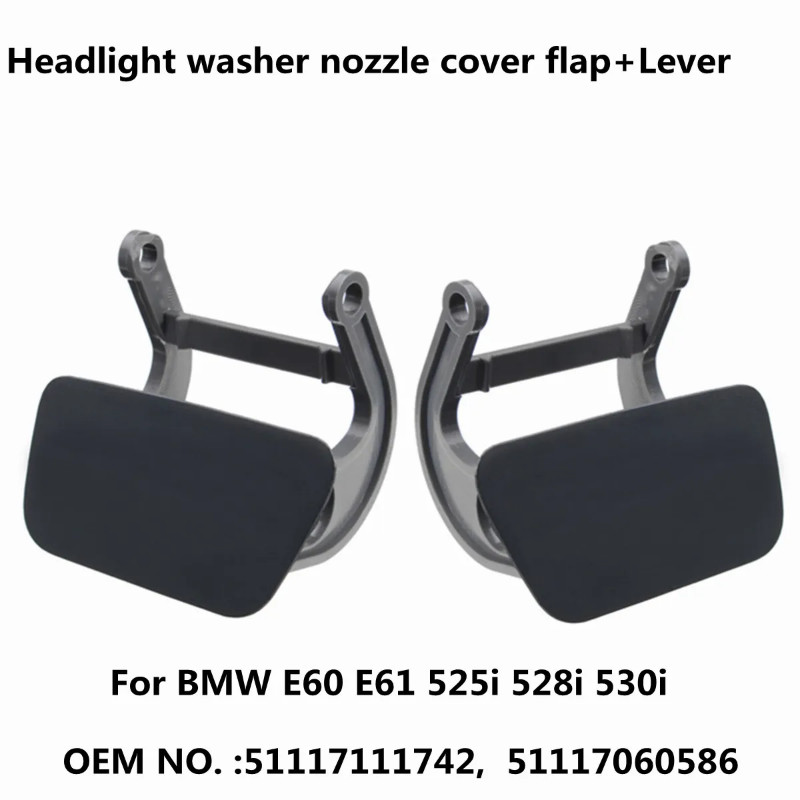 Headlight Washer Covers For BMW E60 E61 525i 528i 530i Headlight Washer Nozzle Cover Cap + Lever 51
