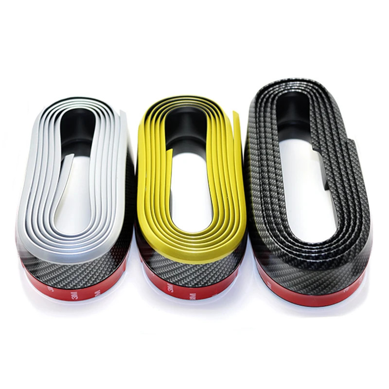 universal car Carbon Fiber Lines Rubber Strip bumper Strip Car Lip Skirt Protector Exterior Front L