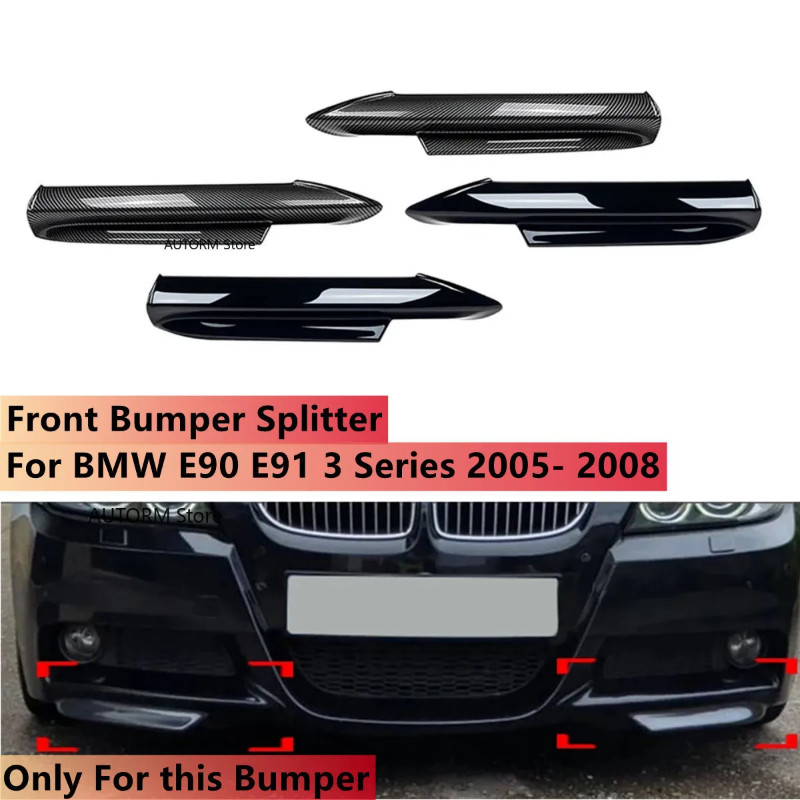 Pair Front Bumper Lip Splitter Spoiler For Bmw 3 Series E90 E91 M-Tech 4 Door 320i 330i 2005-2008 B