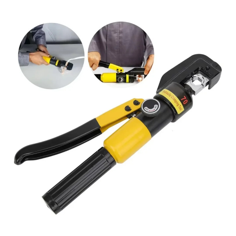 YQK-70 6 Tons Hydraulic Pliers Crimper Pressure Cable Lug Terminal Crimper Crimping Tool with 16 Di