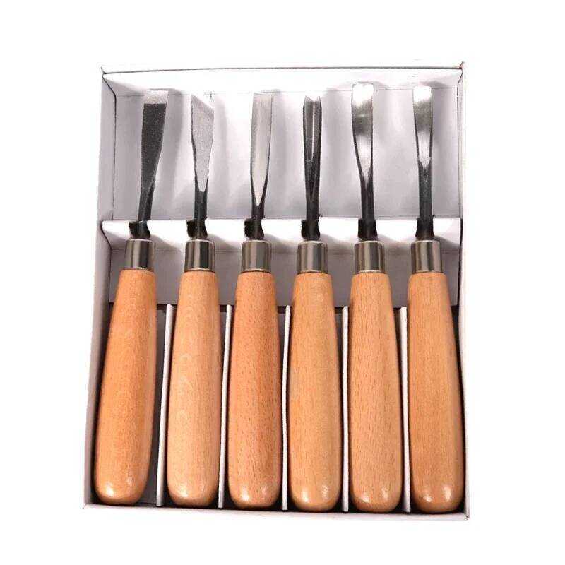 C 6Pcs B306 Wood Carving Hand Chisel Tool Carving Tools Wooorking Professional Wood Cut Knife Set