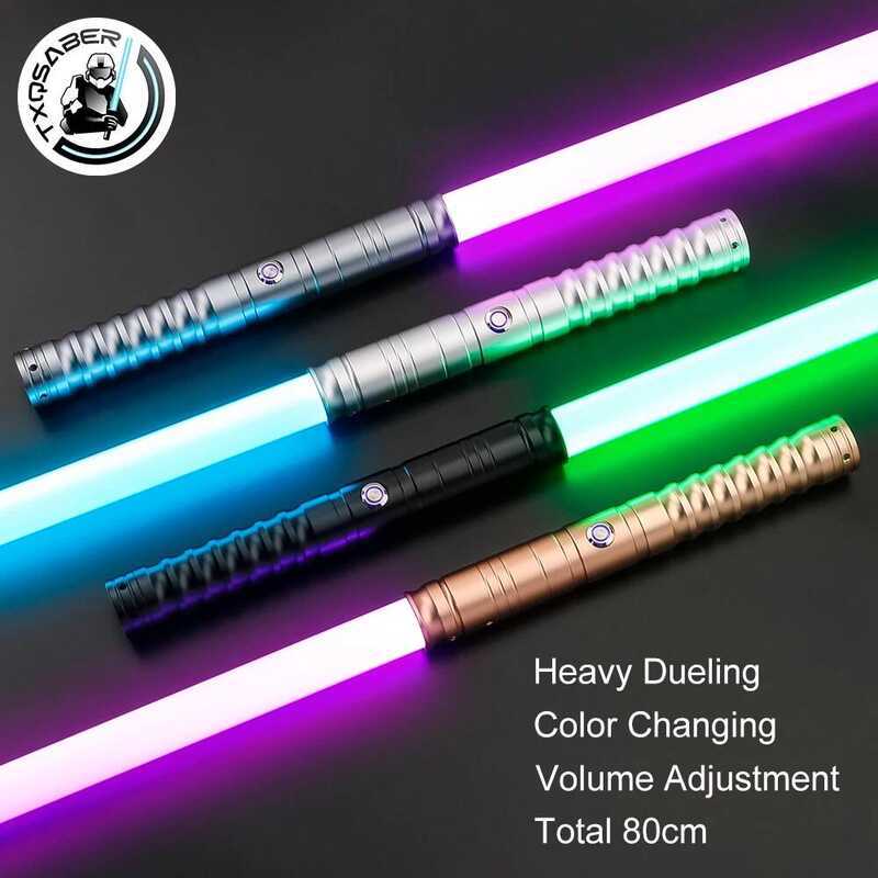 C TXQSABER Lightsaber RGB Heavy Dueg Metal Hilt 56Cm Blae 4 Sounfonts Blaster Baby Yoa Jei Cosplay