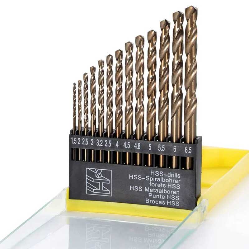 C New 13Pcs 1.5-6.5Mm M35 Cobalt Drill Bit Hss-Co Twist Drill Bit Set 1/4 Inch Hex Shank