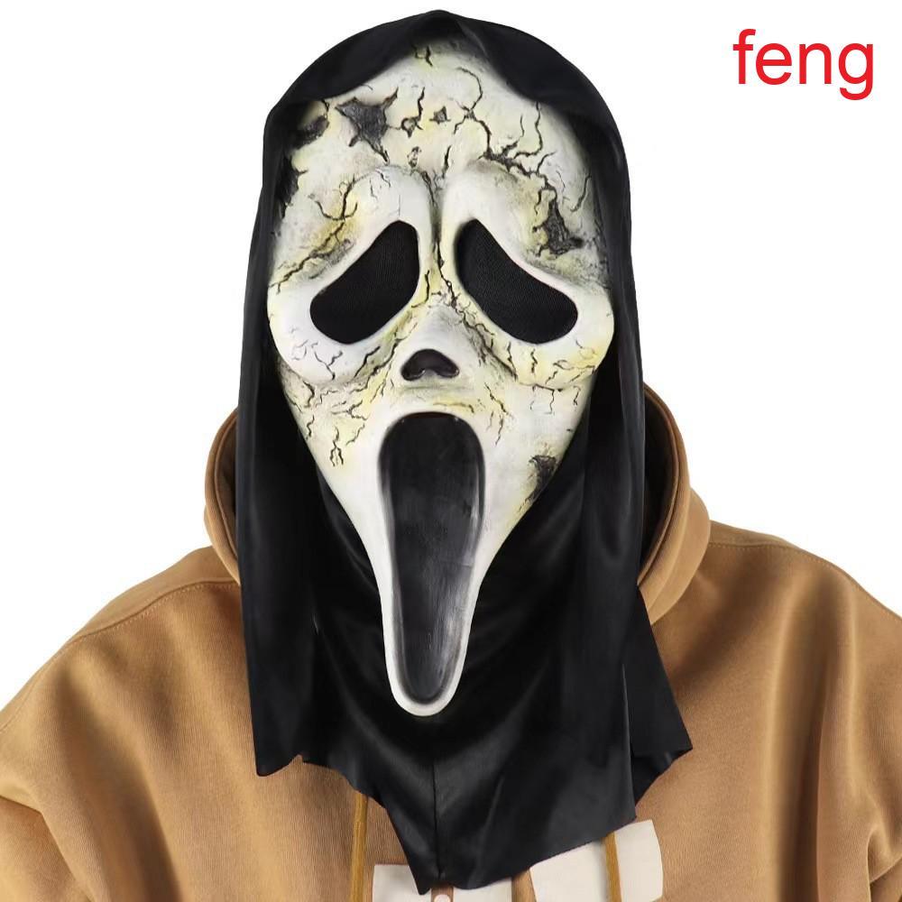 Scream Latex Ghost Mask พร้อม Fangs สําหรับฮาโลวีนคอสเพลย์และ