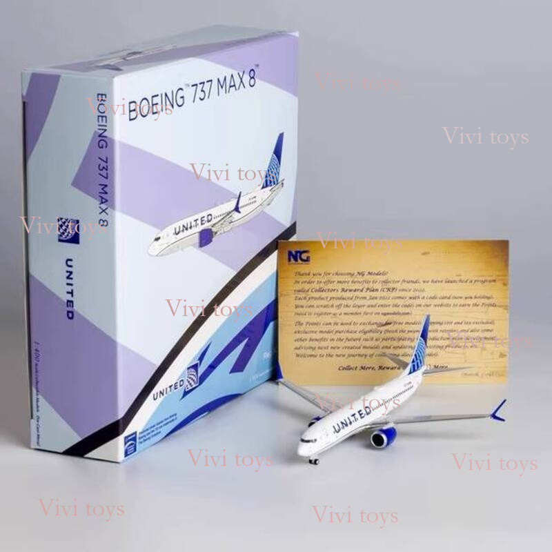 {{ของเล่นlvivi}} NG1/400 United Airlines B737 MAX8 Series Painting N37318 Alloy Aircraft Model Aircr