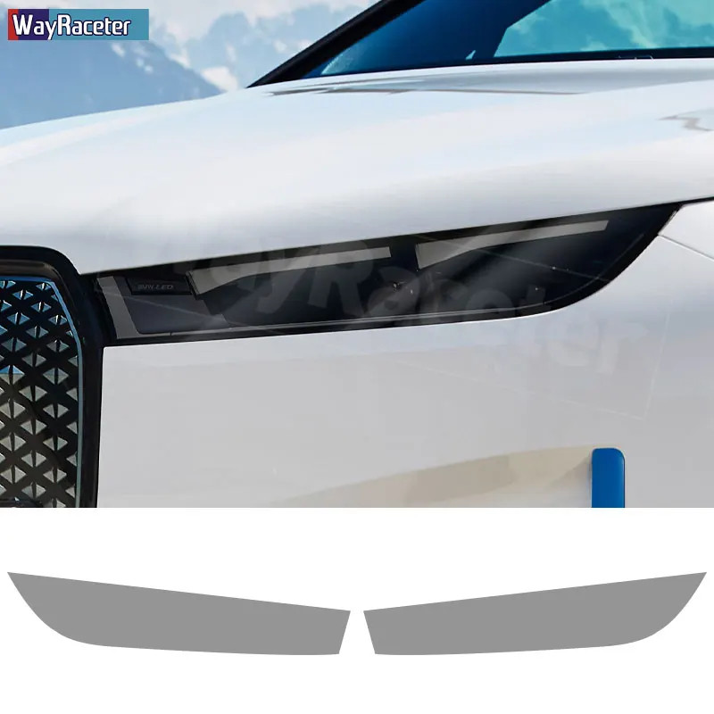 2 Pcs Car Headlight Protective Film Transparent Smoke Black TPU Sticker For BMW iX 2022 2023 I20 M6