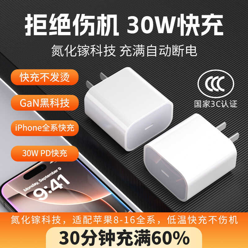 555 ยี่ห้อ PD30W เครื่องชาร์จเดี่ยว USB-C เครื่องชาร์จแฟลชที่เข้ากันได้อย่างเต็มที่