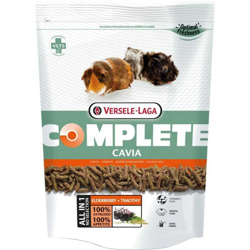 500g Complete - Cavia + อาหารหนูตะเภาพร้อมผลไม้ Elderberry และหญ้าทิโมธี, Versele Laga