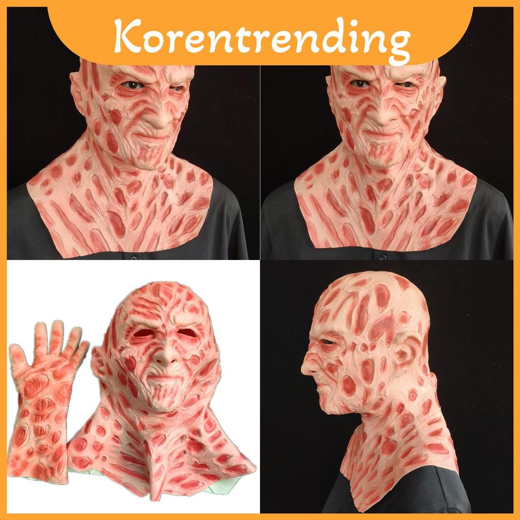 Freddy Vs Jason พร้อม Freddy Krueger Latex หน้ากากและถุงมือ Props สําหรับคอสเพลย์พัดลมสยองขวัญ