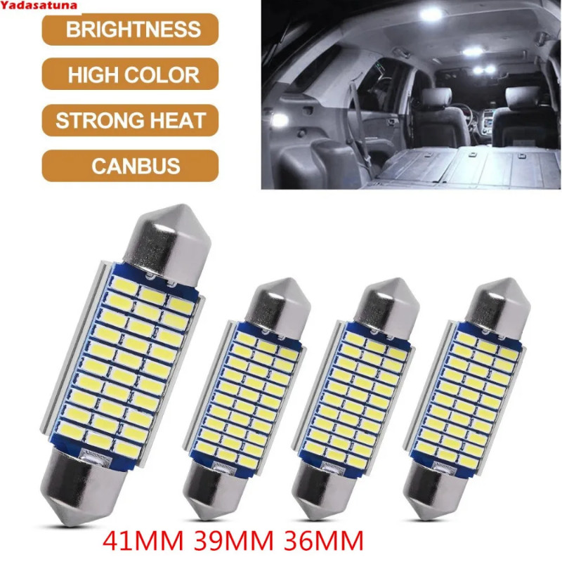 2Pcs Car LED Dome Lights Bulb,39mm Festoon 30-SMD 3014 Chips Canbus Error Free 569 578 211-2 212-2