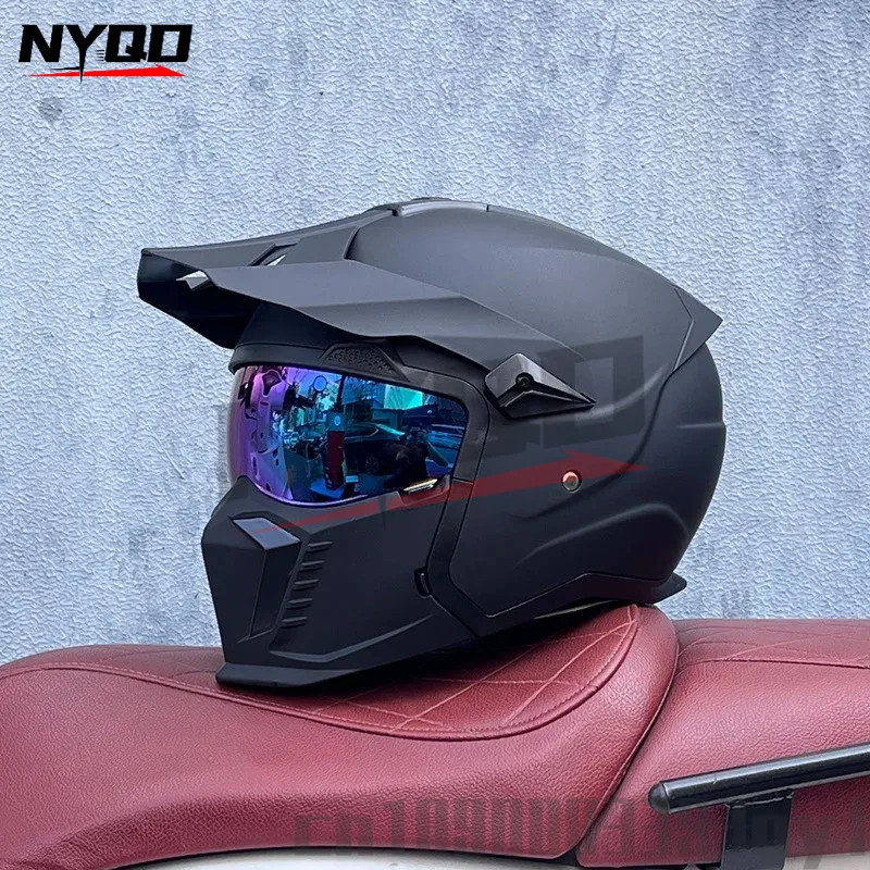 Orz Motorcycle Helmet Four Seasons Vintage Knight Combination Helmet Men's Motorcycle Full Helmet D