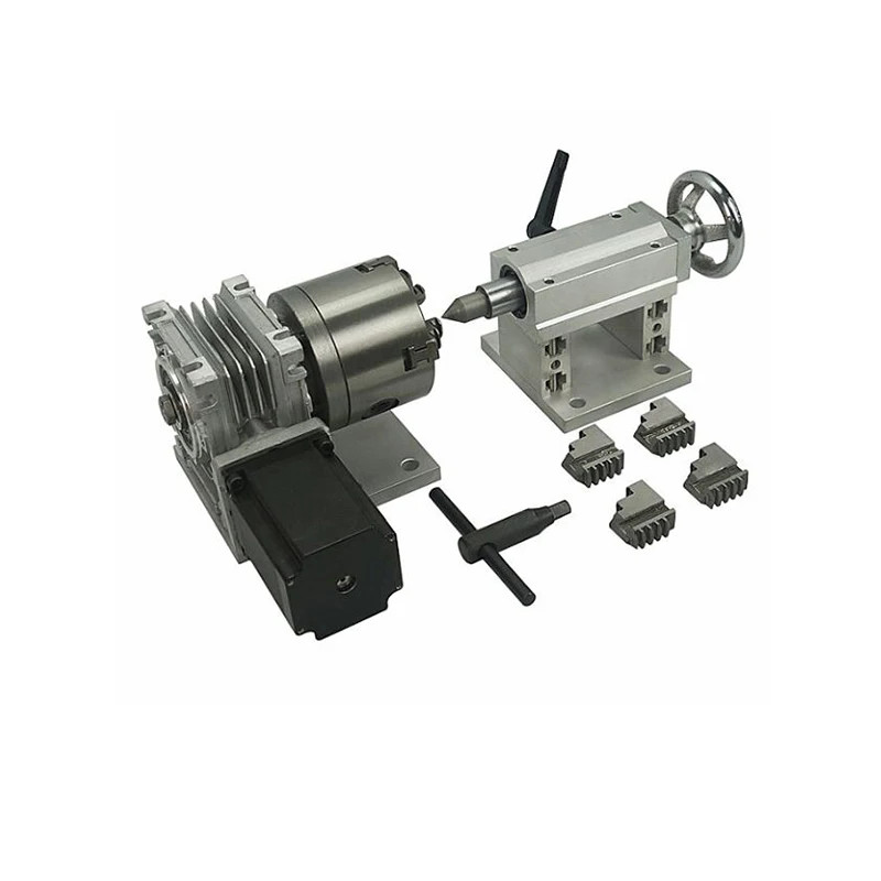 CNC Engraving Machine Rotation Axis A Axis Fourth Axis Tailstock with 3/4 Claw 80/100/130MM Chuck f