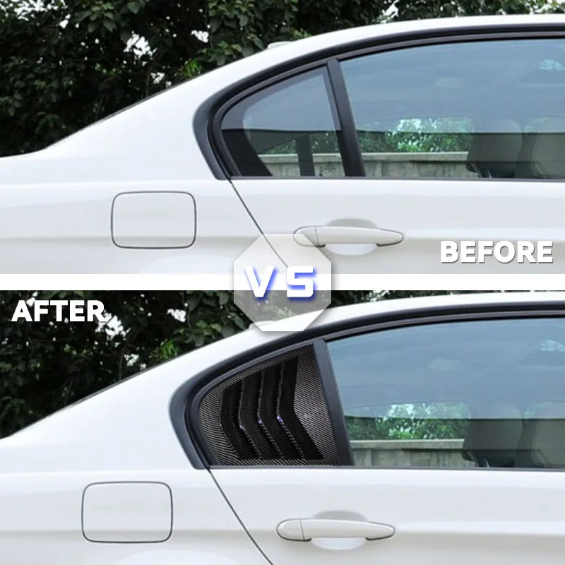For BMW 3-Series E90 320i 330i 325i 318i M3 2005-2011 Carbon Fiber Gloss Black Rear Side Window Lou