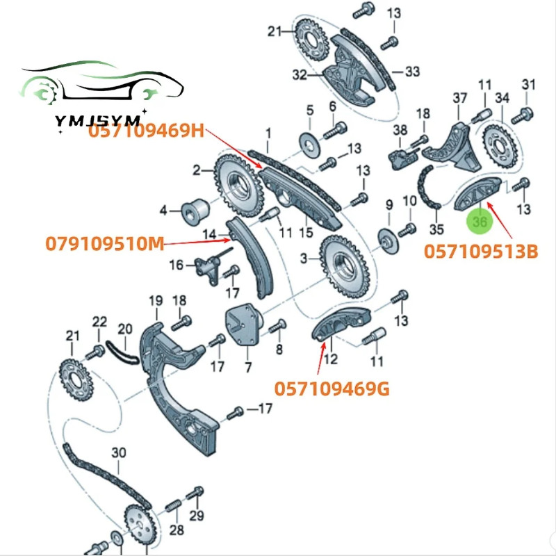 057109469H 057109469G 057109513B 079109510M Timing Guide Rails for VW Audi Phideon Touareg Q5 Q7 A4