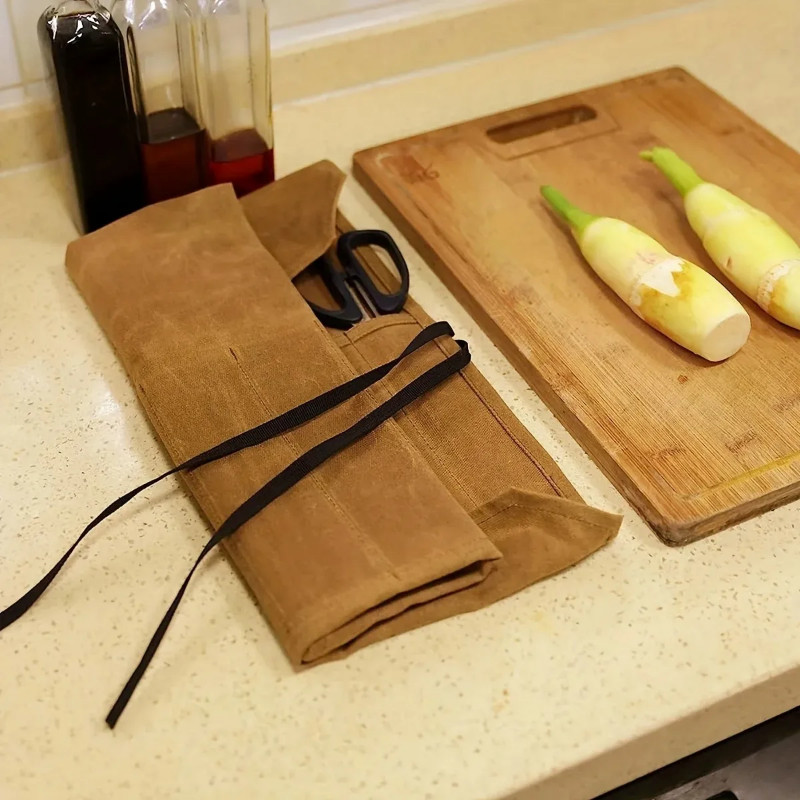 Chef Knife Roll Bag, Portable Chef Knife Box, Knife Roll Bag with 7 Slots for Kitchen Utensils Ligh