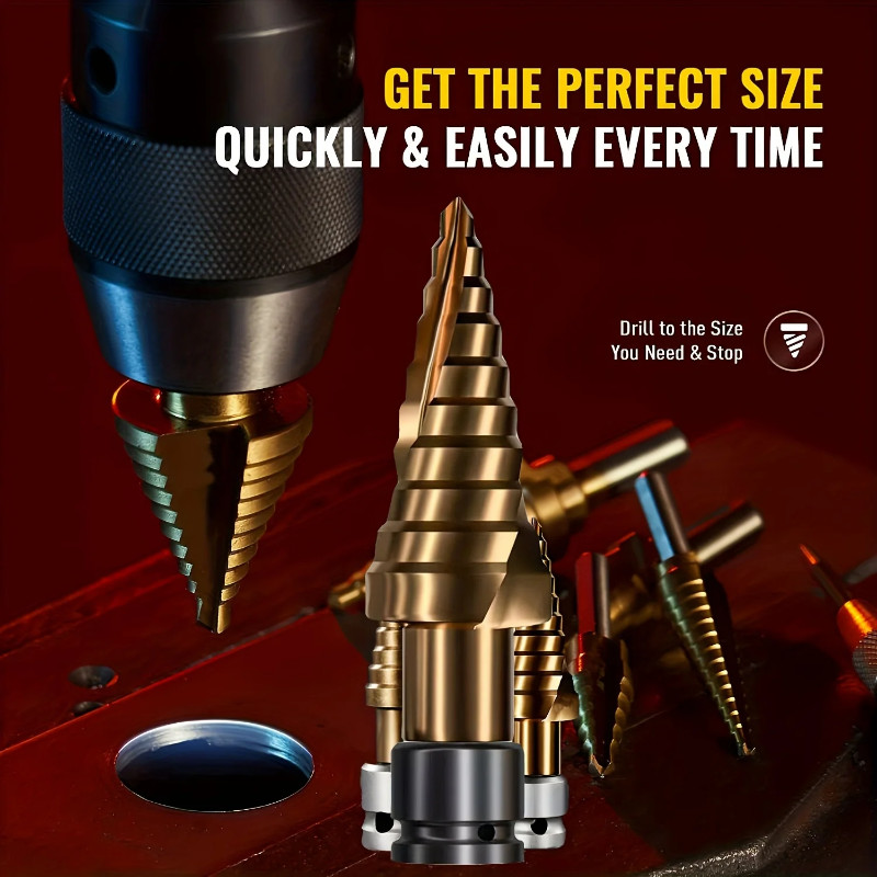 Titanium Step Drill Bit High Speed Steel Drill Cone Bits for Sheet Metal Hole Drilling Cutting HSS