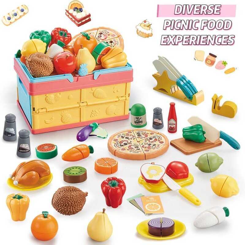 C Children's Kitchen Toys, Vegetable Cutting With Storage Basket, Fruit Toys, Pizza Toys, Game Kitc