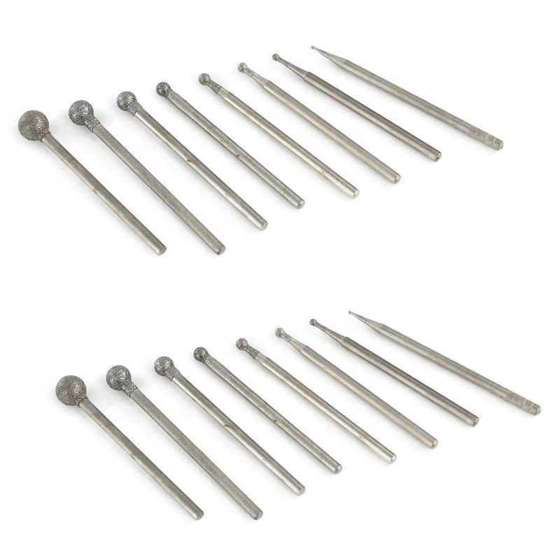 C 20Pcs 0.5-8Mm Diamond Coated Mounted Points Spherical Ball 2.35Mm Shank For Jewelry Stone Glass G