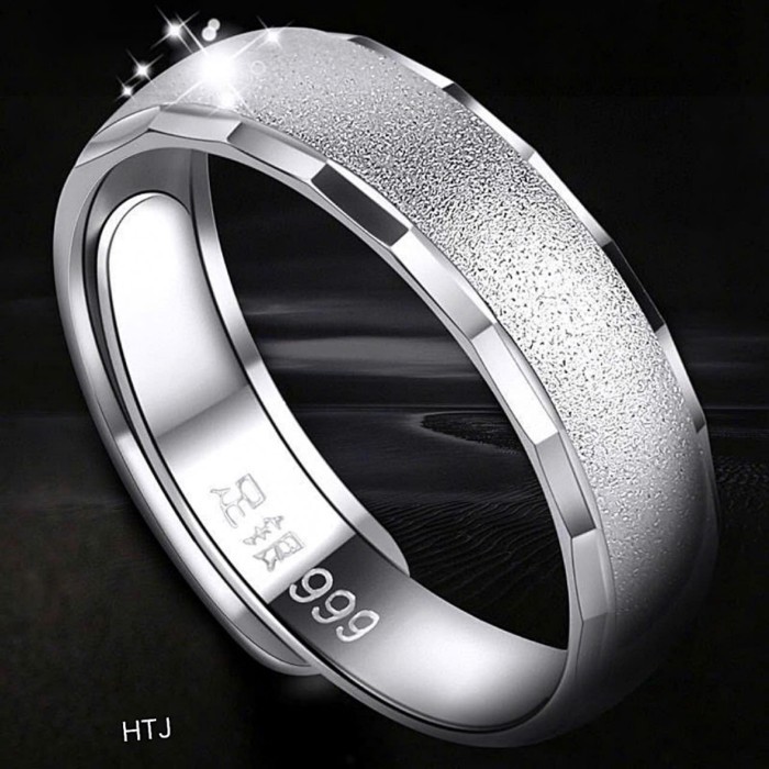 แหวนเคลือบเงิน S99 สําหรับทั้งชายและหญิง-FREESIZE-แหวนมิลเงาหนา